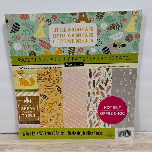 Recollections Little Wildflower Critters 12x12 Paperpad 48 Sheets Scrapbooking - Picture 1 of 16